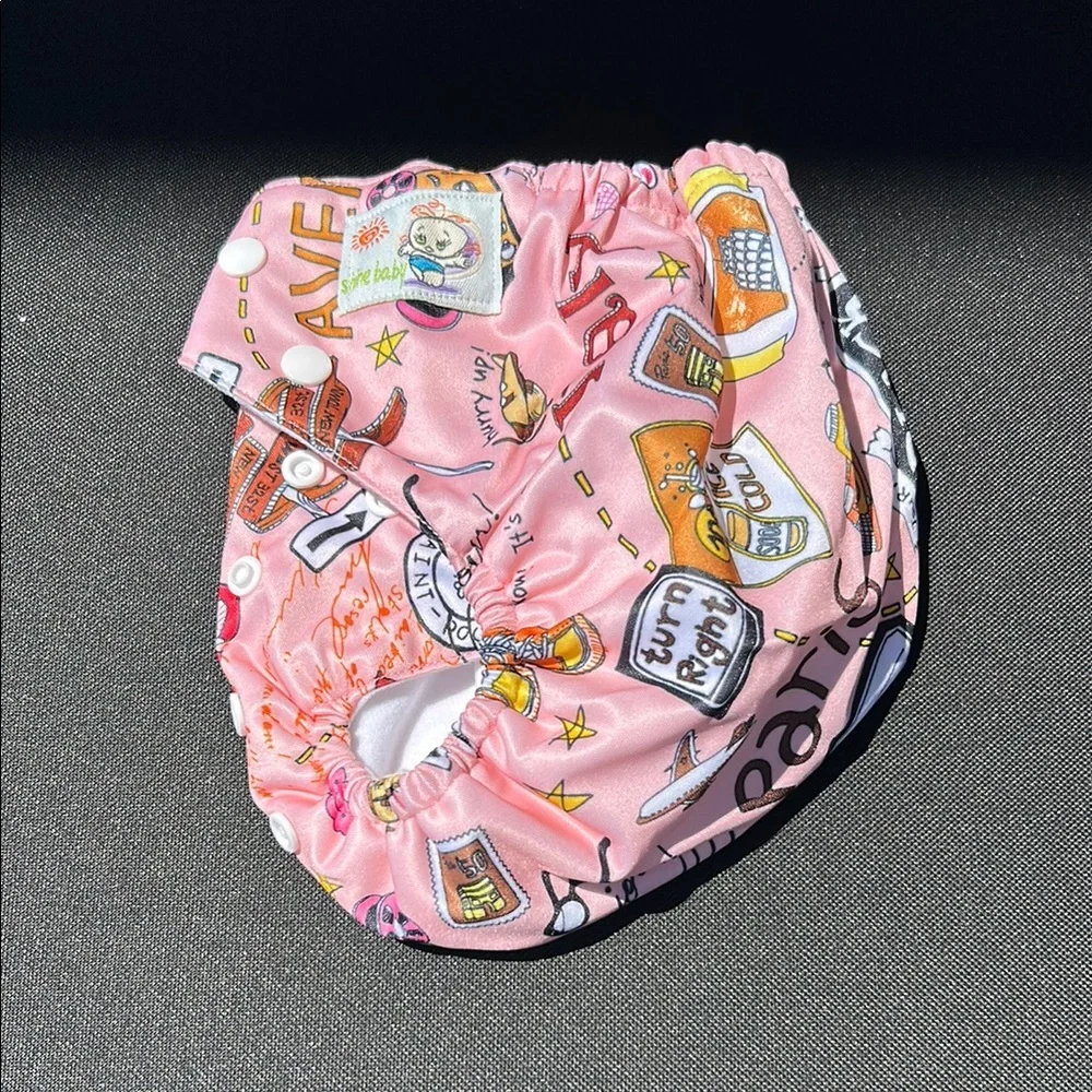New Washable Reusable Colorful Baby Cloth Diapers Set Pink